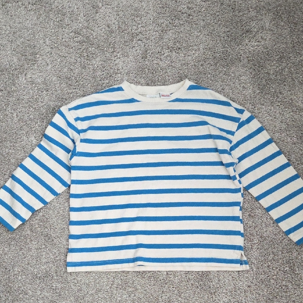 Blue and White Striped Kids Shirt
